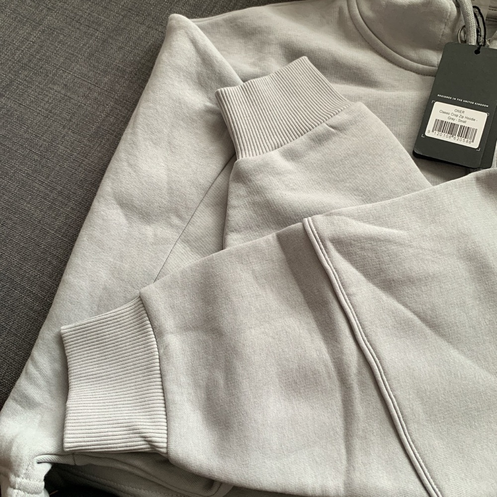 NWT Oner Active CLASSIC CROP ZIP HOODIE Grey S - Picture 8 of 9